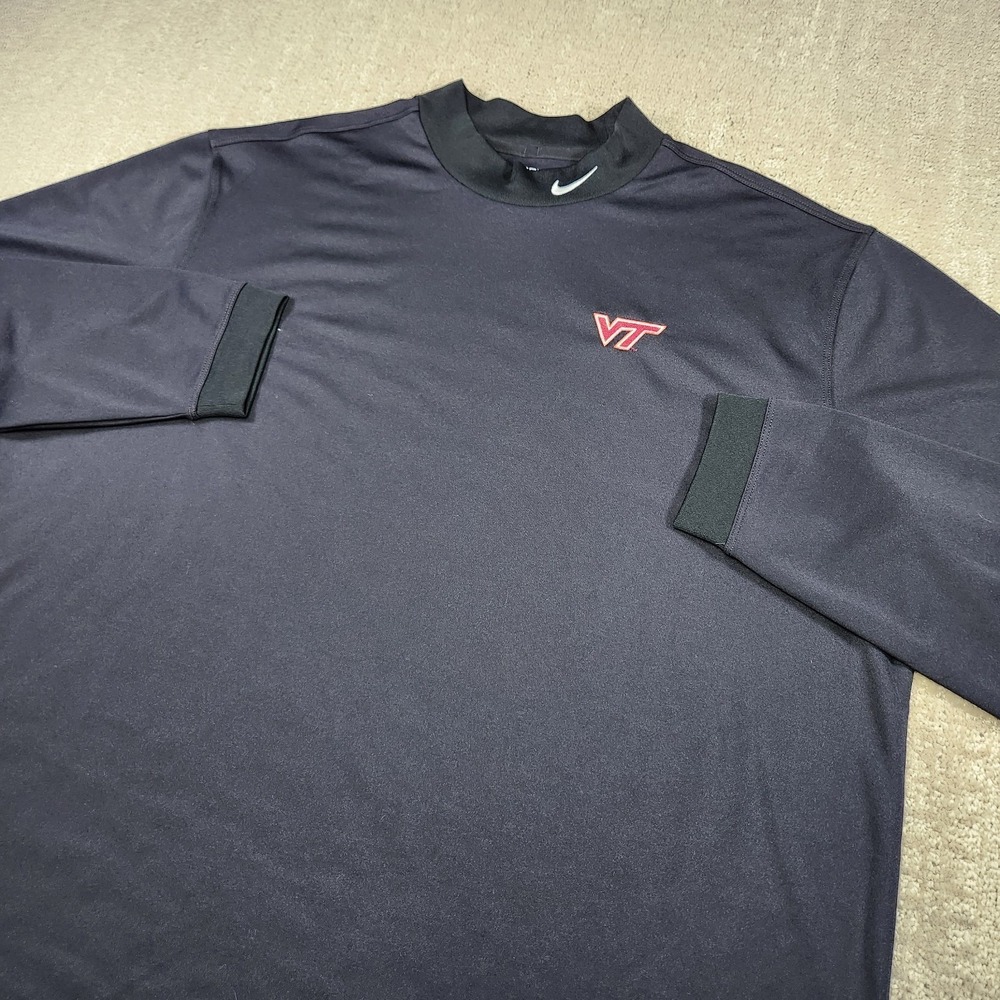 Virginia Tech Hokies Shirt Men XL Nike Golf Tour Performance‎ Mock Neck Black VT